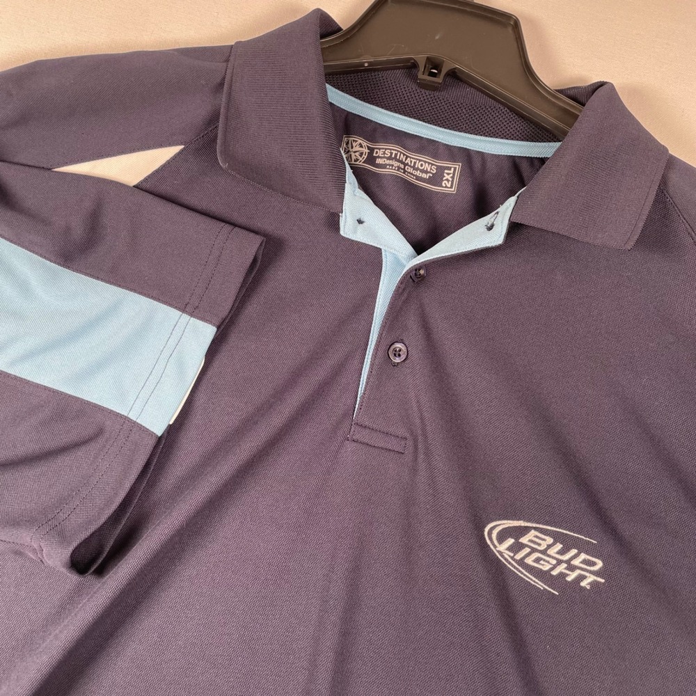 Destinations Bud Light‎ Polo Shirt Golf Casual Short Sleeve 2XL